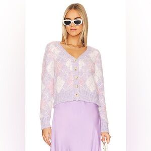 MAJORELLE revolve cardigan Pastel Argyle academia preppy chunky clueless‎ XS